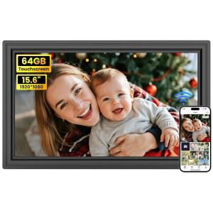 64GB UHALE 15.6인치 디지털 액자 대형 WIFI 전자 사진 액자 1920 X 1080 IPS FHD 터치스크린 어디서나 사진과 동영상 공유 SD/USB 지원 부모님과 조부모님을 위한 최고의 선물