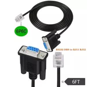RS232 DB9 핀 암 RJ11 6P6C LAN 직렬 콘솔 연결 케이블 1.8m