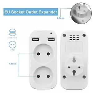 EU 플러그 어댑터 벽면 콘센트 USB 1 2 웨이 유럽 표준 확장기 소켓 포트 전원 스트립 AC 변환