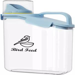 브라보토 새 씨앗 보관 용기 휴대용-3 Qt/2.8L 투명 플라스틱 애완동물 사료 - 계량컵 포함 해바라기 밀폐