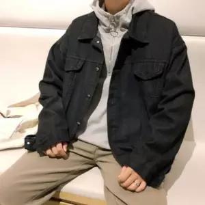 남자 학생 멋쟁이 캐주얼 기본 긴팔 카라 청자켓 점퍼