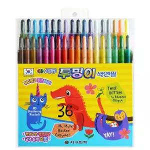 크레용 지구화학 학생용색연필 투명이 36색