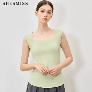 [쉬즈미스(SHESMISS)] 찰랑 스퀘어넥 슬리브리스 니트 탑 (택가격: 118000원)