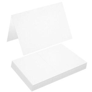 50개 흰색 4인치 x 6인치 접이식 플레이스 카드 빈 노트 텐트 카드 110파운드 / 300gsm | 8인치 x 6인치 접이식 4인치 x 6인치 초대장, 결혼식, 인사말 카드, 모든 행사 DIY를 위한 빈 인사말 카드 감사합니다