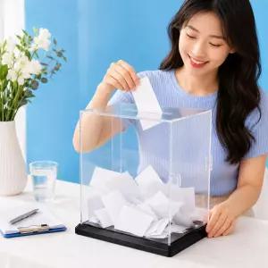 투명 아크릴 모금함 대형 투표함 경품추첨함 응모함 식권함 럭키드로우박스 뽑기통 이벤트 상자 다용도