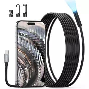 조명이 있는 USB C 내시경 카메라 8개의 LED Teslong Type-C 스네이크 보어스코프 10FT 유연 방수 검사