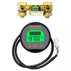QWORK 배터리 모니터 전압계 전압 전류 범위 8V-80V 0-100A 전류계 6.5피트 맞춤 케이블 포함
