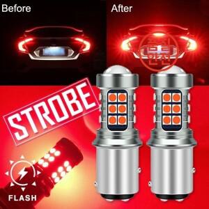 2PCS 1157 BAY15D LED 스트로브 플래싱 안전 브레이크 스톱 테일 주차등 밝은 빨간색 디코딩 백업 턴 라이