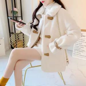 폭닥 양털 덤블 토글 버튼 하프코트 데일리 겨울룩