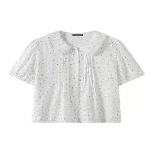 르샵 잔꽃 핀턱 라운드 카라 블라우스 DQ2BA038A 1340820