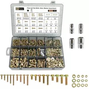 1012Pcs 등급 8.8 미터법 볼트 육각 헤비 듀티 및 너트 세트 M4 M5 M6 M8 12mm~30mm 3비트 옐로우 아연