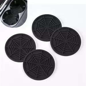 Zikefest 4PCS 자동차 컵 홀더 코스터 퍼니 스파이더 웹 2.75인치 논 슬립 실리콘 인서트 매트