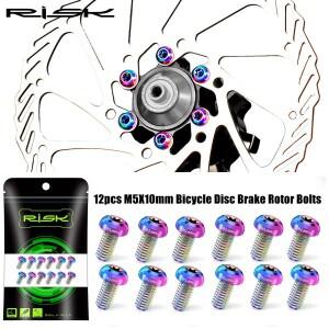 RISK 초경량 자전거 디스크 브레이크 로터 볼트  로드 MTB T25 TC4 티타늄 Torx 고정 나사  M5X10mm  12 개