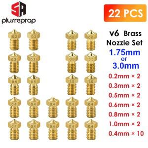E3DV6 용 22 개/몫 V6 황동 노즐 Anycubic i3 Mega S X Chiron Kobra Flybear HotEnd 0.4MM J 헤드 압출기