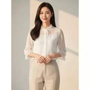 조이너스 도트 패턴 시스루 블라우스JABU4-WRB100 1383000