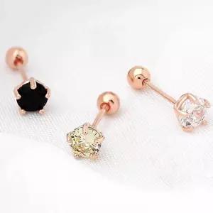 금침피어싱 골드핀피어싱 4mm 금침 별존 14k 컬러 로즈골드 큐빅