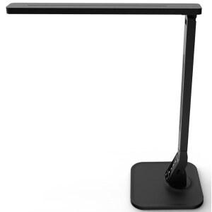Lampat Dimmable LED 데스크 디머 램프 패널 USB 감지 자동 4가지 피아노 포트 1A 터치 5레벨 충전 읽기/공부/휴식/침실 컨트롤 모드 / 타이머 블랙 1시간 조명 5V