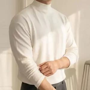 [로즈블로썸][멜팅브라운] 남성 반목 폴라티 무지 하프넥 티셔츠 (43700939A)