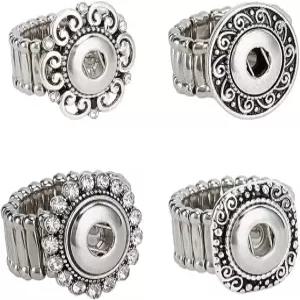DELORIGIN 4pcs 12mm 스냅 버튼 주얼리 - 조절 가능한 링 참 메탈 액세서리 여성용 핑거 제작 용품용 교체
