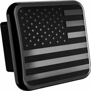 2인치 리시버용 아메리칸 블랙 플래그 트레일러 히치 커버 매트 메탈 USA 플러그 헤비 듀티 고무 및