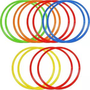 리비마 12개 15.8인치 장애물 코스 링 세트 운동 후프 대형 플라스틱 장난감 놀이터 체조 연습 파티 게임