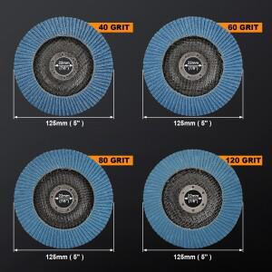 5개입 5인치 플랩 디스크 125mm 연마 앵글 그라인더 샌딩 금속 목재 디버링 폴리싱용
