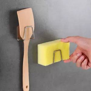 스텐 접착식 주방 수세미 거치대 행주 걸이 국자 홀더 솔 정리대 1P