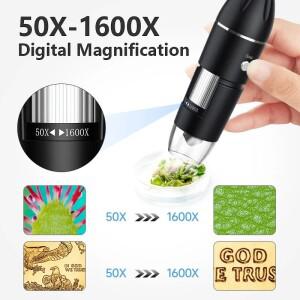 1600X USB 현미경 HD 납땜 LED 포함) 안드로이드, 맥, 윈도우(X4)와 호환 가능