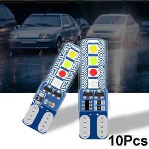 10개 자동차 번호판 라이트 RGB T10 3030 8SMD LED 스트로브 플래시 W5W/194 클리어런스 사이드 마커 주차