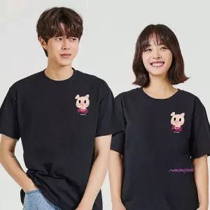 남자 빅사이즈오버핏 봄커플룩 키밍 돼지띠 흰색티셔츠qrs866