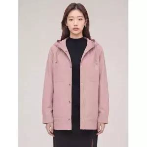 크로커다일레이디 90사이즈 핑크 후드 일체형 코튼 숏점퍼 CLCMJP207 431570