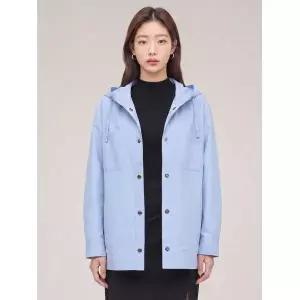 크로커다일레이디 블루 후드 일체형 코튼 숏점퍼 CLCMJP207 431553