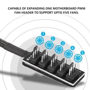 4핀 PWM PC 팬 허브 5방향 분배기 1-5 케이스 내부 마더보드 4핀/3핀 전원 연장