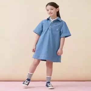 빈폴 키즈 BEANPOLEKIDS1 데님 반소매 원피스 스카이 블루 BI6371G06Q