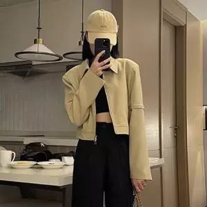 친절한탄씨 여성 세미 크롭 기장 블루종 카라 집업 자켓 아우터 여성자켓 여자블루종 카라자켓