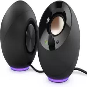 크리에이티브 페블 SE 미니멀리스트 2.0 USB-C 전원 PC 스피커 RGB 조명 3.5mm AUX-in 컴퓨터 및 노트북용