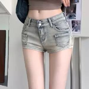 구제핫팬츠 여성 하이웨스트 워싱 데님 핫팬츠 연청 1P 청반바지