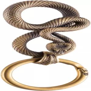 COPPERTIST.WU 스네이크 황동 열쇠고리 고스 동물 소설 남성용 수제 보석 선물