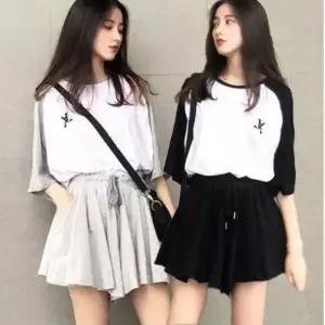 ONM 여름 시원한 편한 여성 캐주얼 반팔티 치마바지 세트