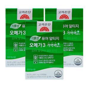 고려은단 식물성 퓨어 알티지 DHA 오메가3 60캡슐 3개