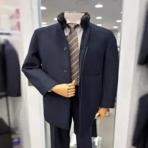 남성 머스크랫 카라 탈부착 울 혼방 프리미엄 구스다운 패딩 하프 코트 2컬러JK