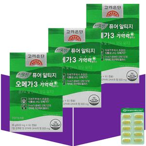 고려은단 알티지 rTG 오메가3 기억력플러스+ 식물성 퓨어 60캡슐 3개