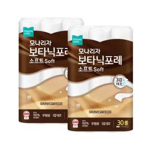 모나리자 피부저자극 3겹 화장지 30M 30롤+30롤 천연펄프 보타닉포레 소프트 총60롤
