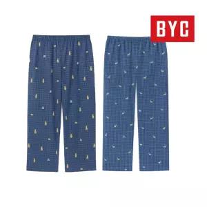 BYC 남성 40수 순면 체크 바지 파자마 9부 하의 홈웨어 1매입 3014