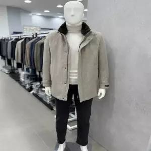 남자 천연모피 머스카렛 카라 탈부착 캐시미어 울 혼방 덕다운 숏 하프 코트JK