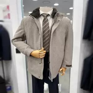 남성 겨울 머스카렛 카라 탈부착 캐시미어 울 혼방 덕다운 숏 하프 체스터 코트 2컬러JK