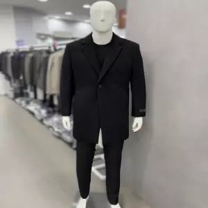 남자 겨울 울 캐시미어 혼방 모직 블랙 검정 싱글 체스터 정장 코트 총장 88cm