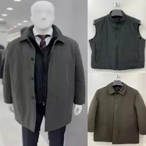 남자 3웨이 겨울 거위털 구스다운 패딩 롱 맥코트형 점퍼   경량 조끼 세트 2컬러