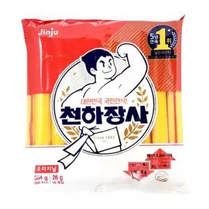 진주 천하장사 오리지날 소시지 504g(28gx18개입) /상온 체다치즈 소세지 DHA EPA 사무실 아이들 간식