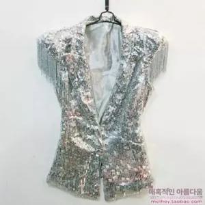 반짝이 무대조끼 나이트 웨이터 골드 공연 의상 스팽글